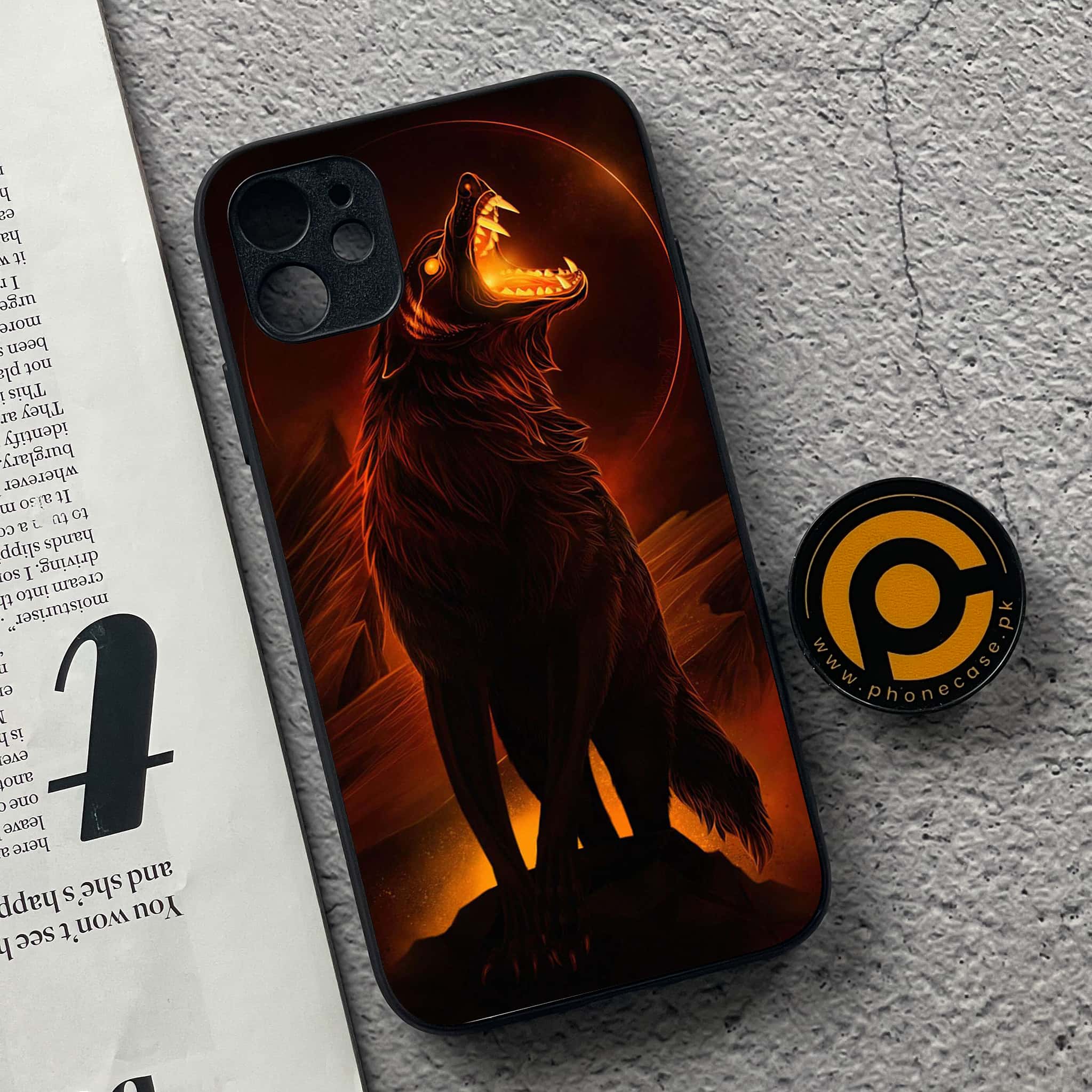 iPhone 11 Wolf Series  Premium Printed Glass soft Bumper shock Proof Case