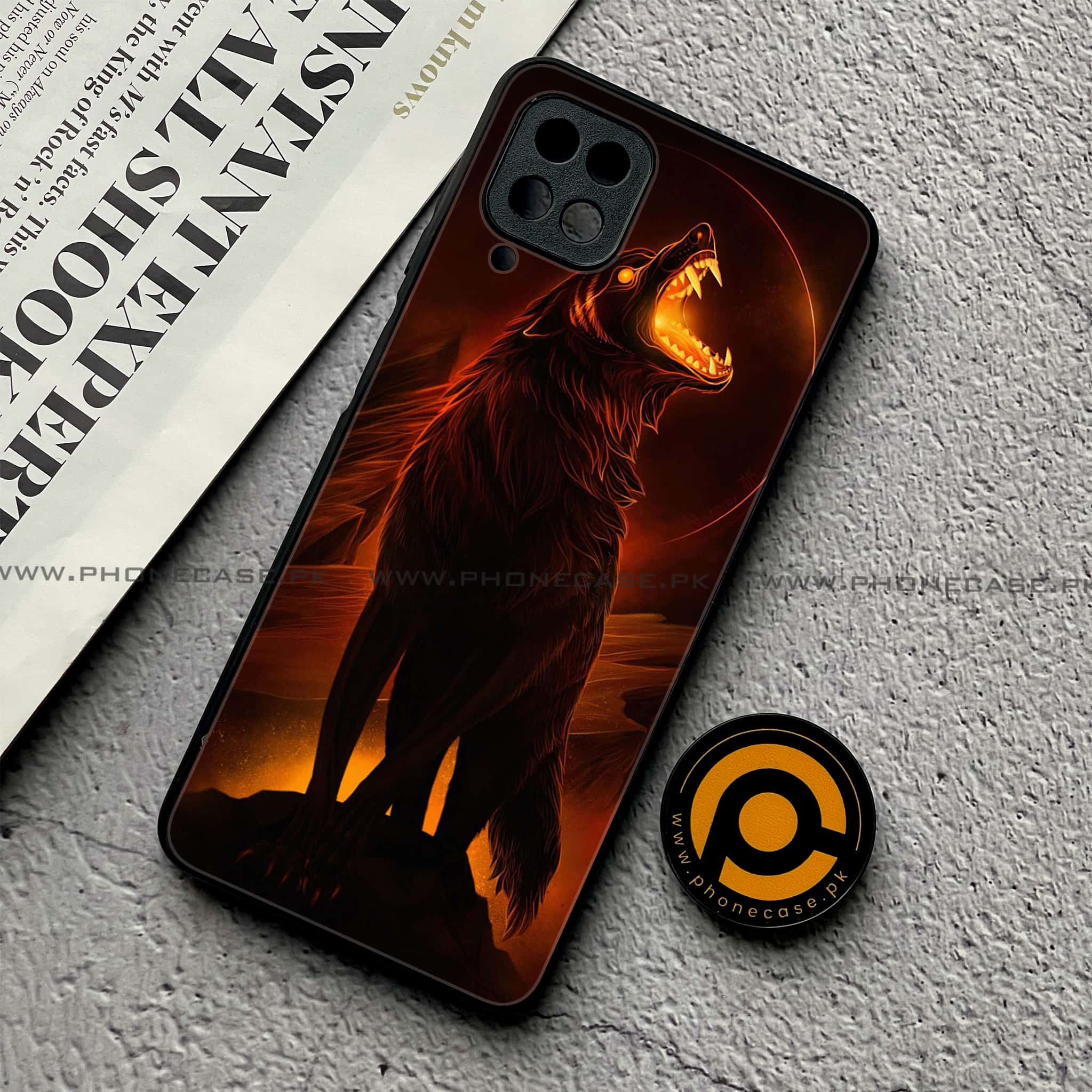 Samsung Galaxy A12 / A12 Nacho - Wolf Series- Premium Printed Glass soft Bumper shock Proof Case