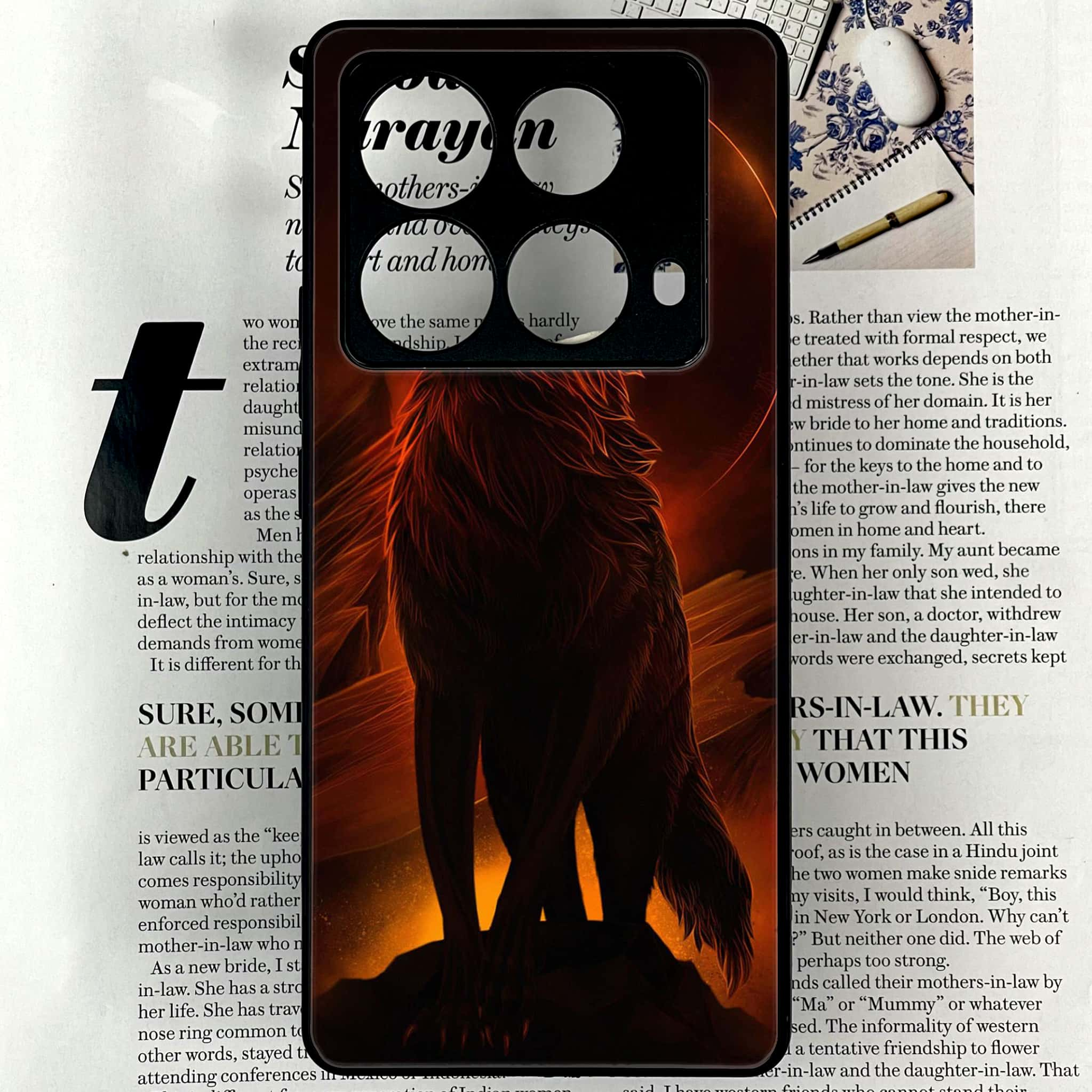 Infinix Note 40 4G - Wolf Series - Premium Printed Glass soft Bumper shock Proof Case