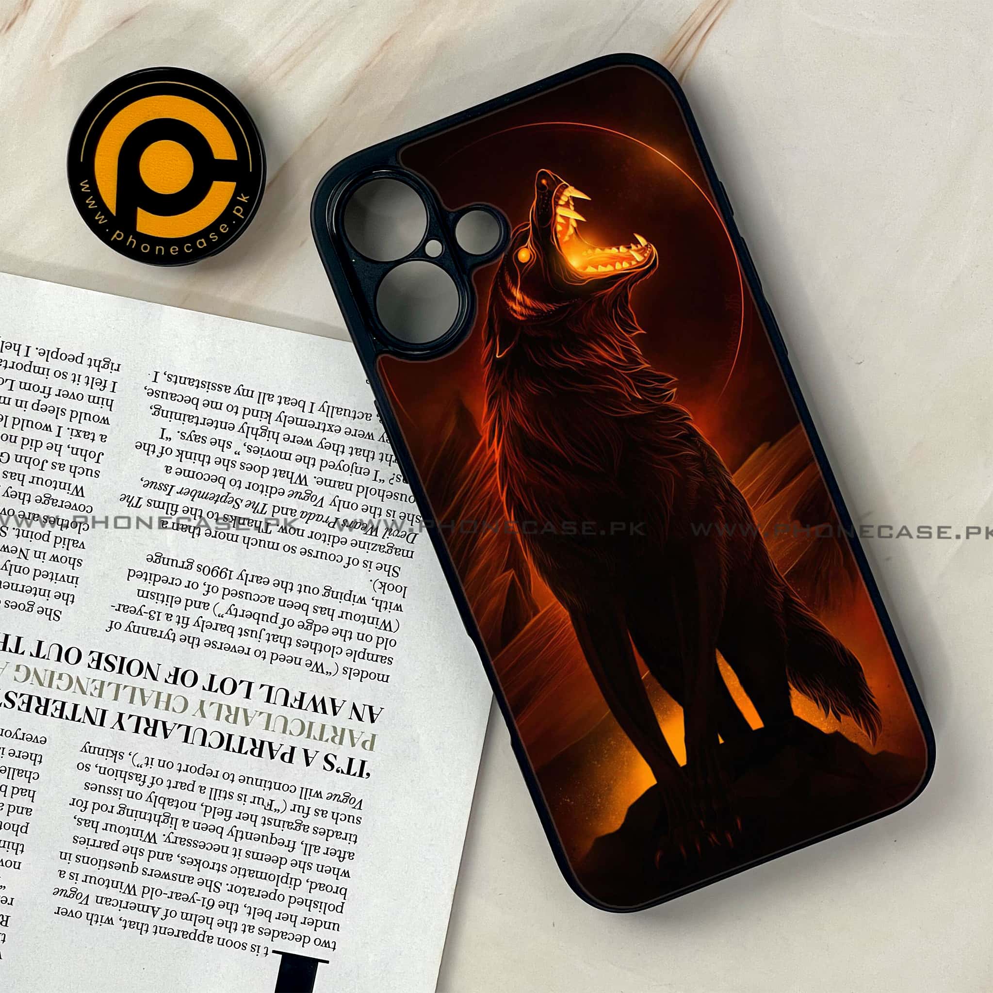 iPhone 16 Plus -     Wolf Series - Premium Metal Printed soft Bumper shock Proof Case