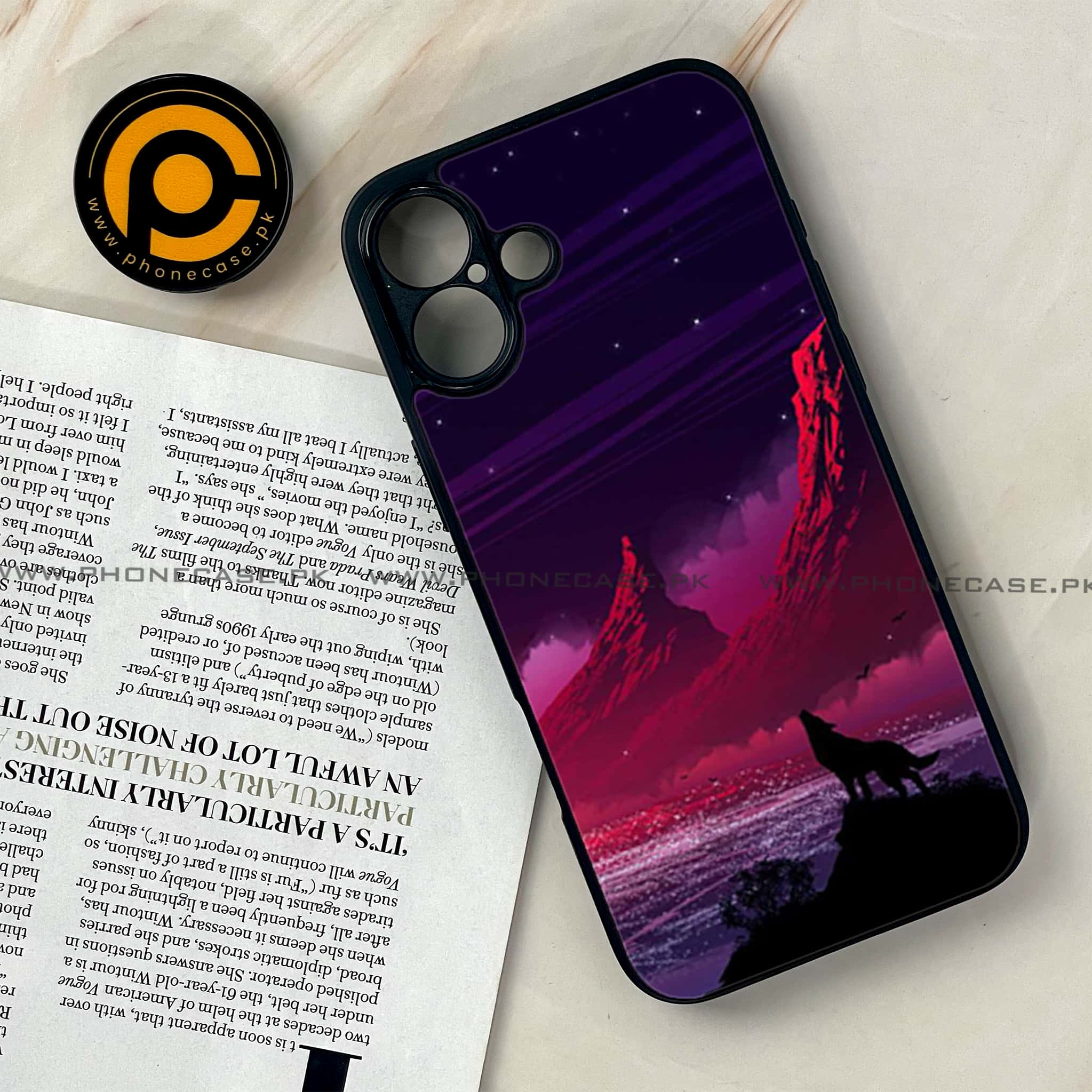 iPhone 16 Plus -     Wolf Series - Premium Metal Printed soft Bumper shock Proof Case