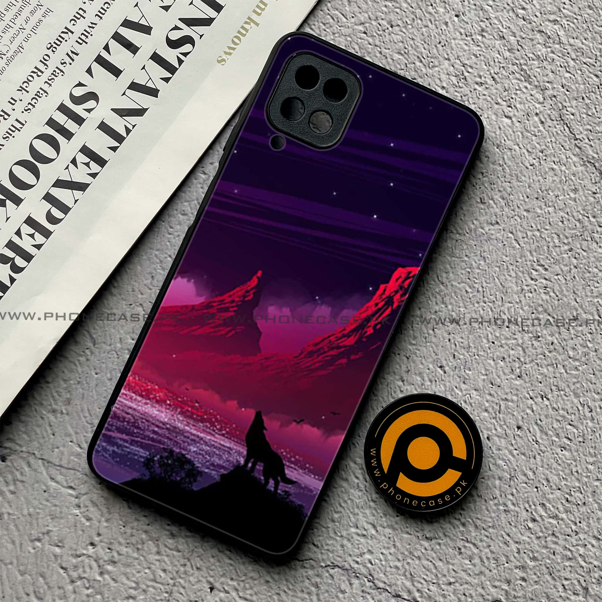 Samsung Galaxy A12 / A12 Nacho - Wolf Series- Premium Printed Glass soft Bumper shock Proof Case