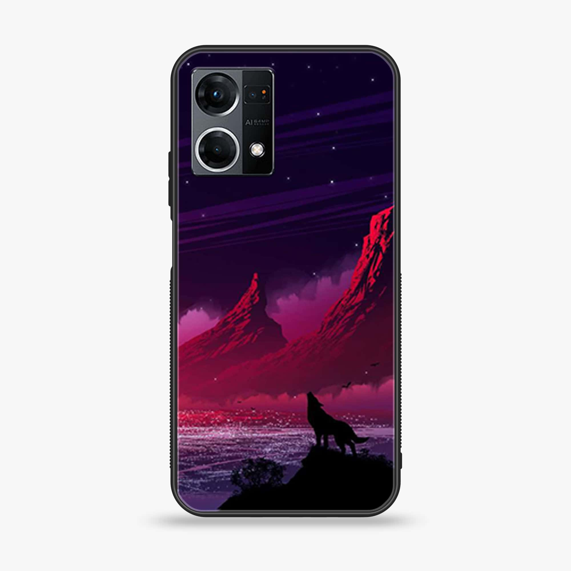 Oppo Reno 7 - Wolf Series - Premium Printed Glass soft Bumper shock Proof Case