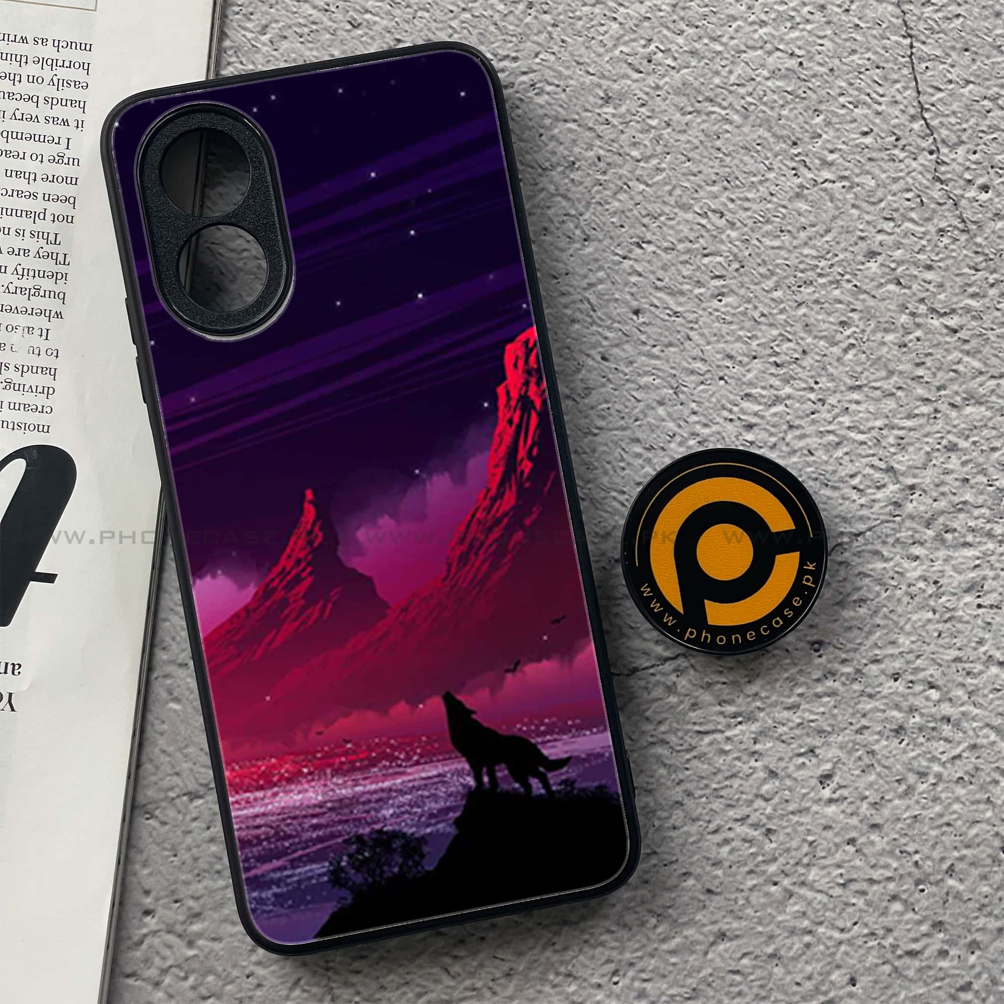 Oppo A18 4G - Wolf Series - Premium Printed Glass soft Bumper shock Proof Case