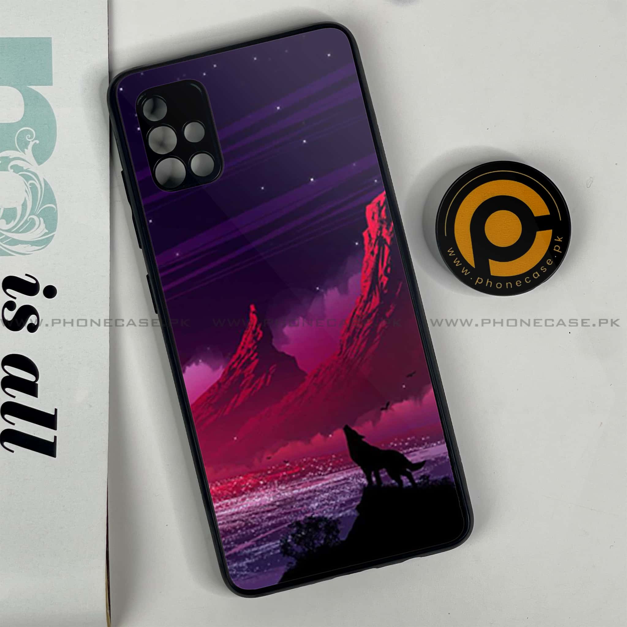 Samsung Galaxy A51 Wolf Series Premium Printed Glass soft Bumper shock Proof Case
