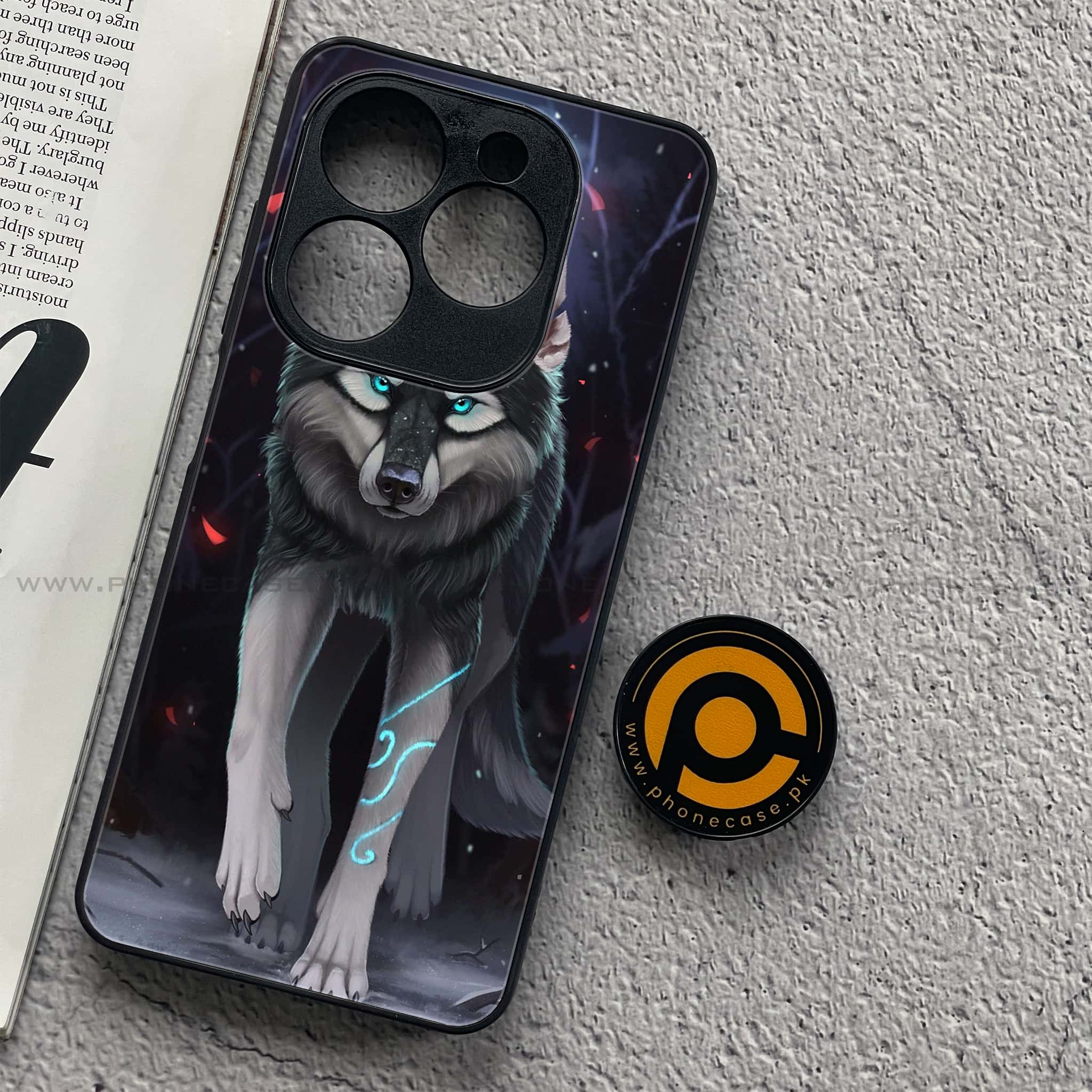 Tecno Spark 20C - Wolf Series - Premium Printed Glass soft Bumper shock Proof Case
