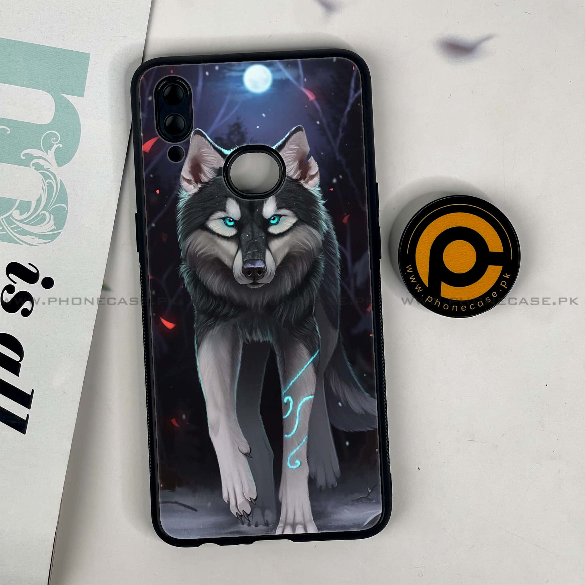 Galaxy A10s - Wolf Series - Premium Printed Glass soft Bumper shock Proof Case