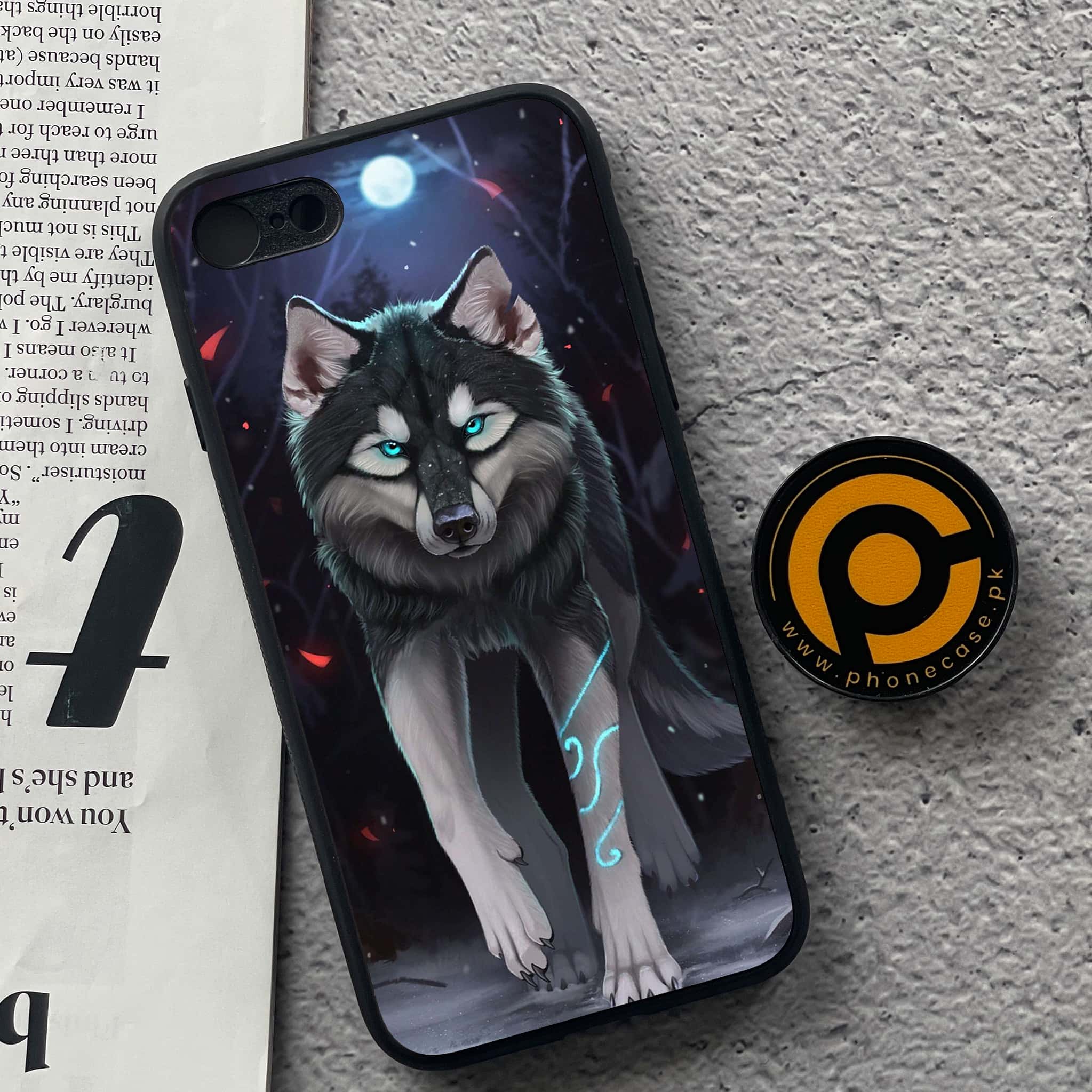 iPhone 7 / 8 - Wolf Series - Premium Printed Glass soft Bumper shock Proof Case