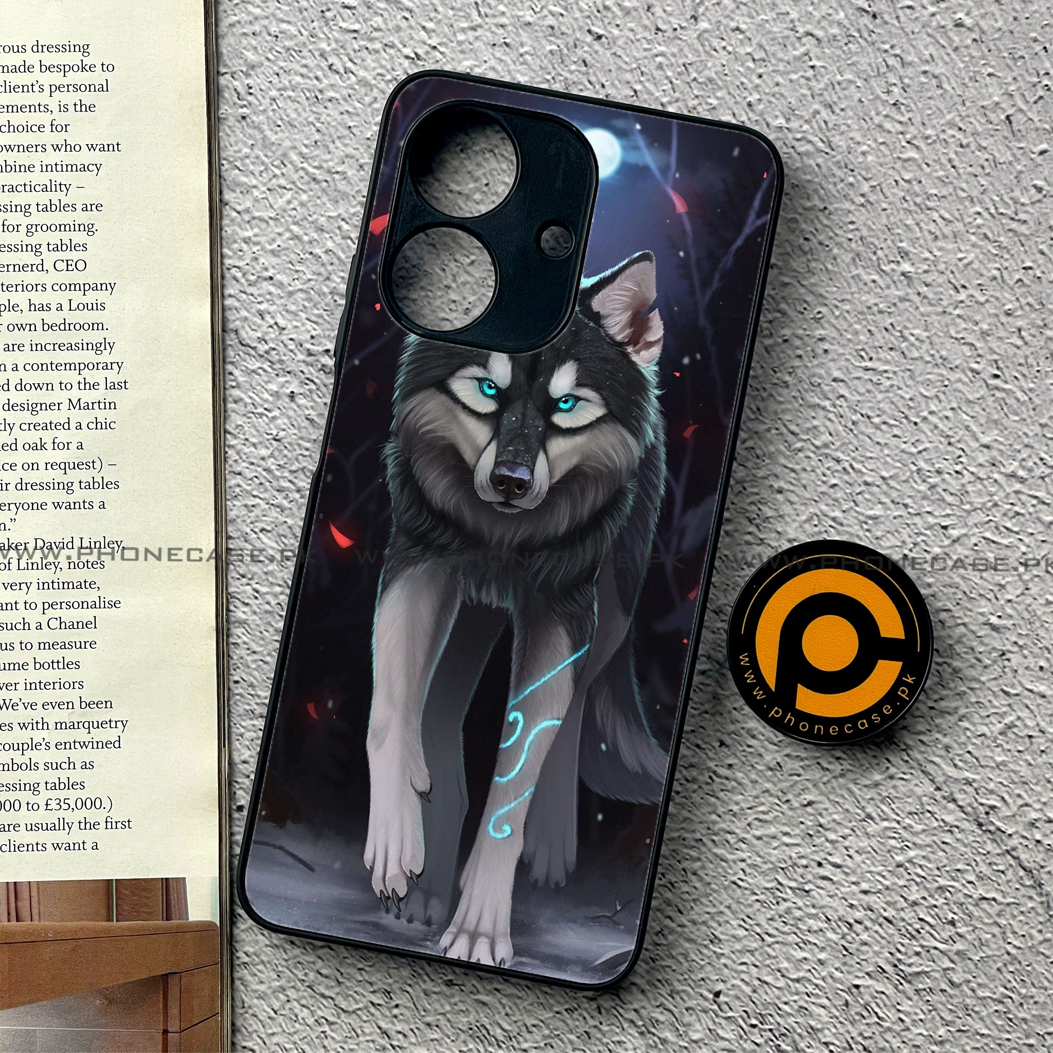 Realme Note 60 - Wolf Series - Premium Printed Glass soft Bumper shock Proof Case