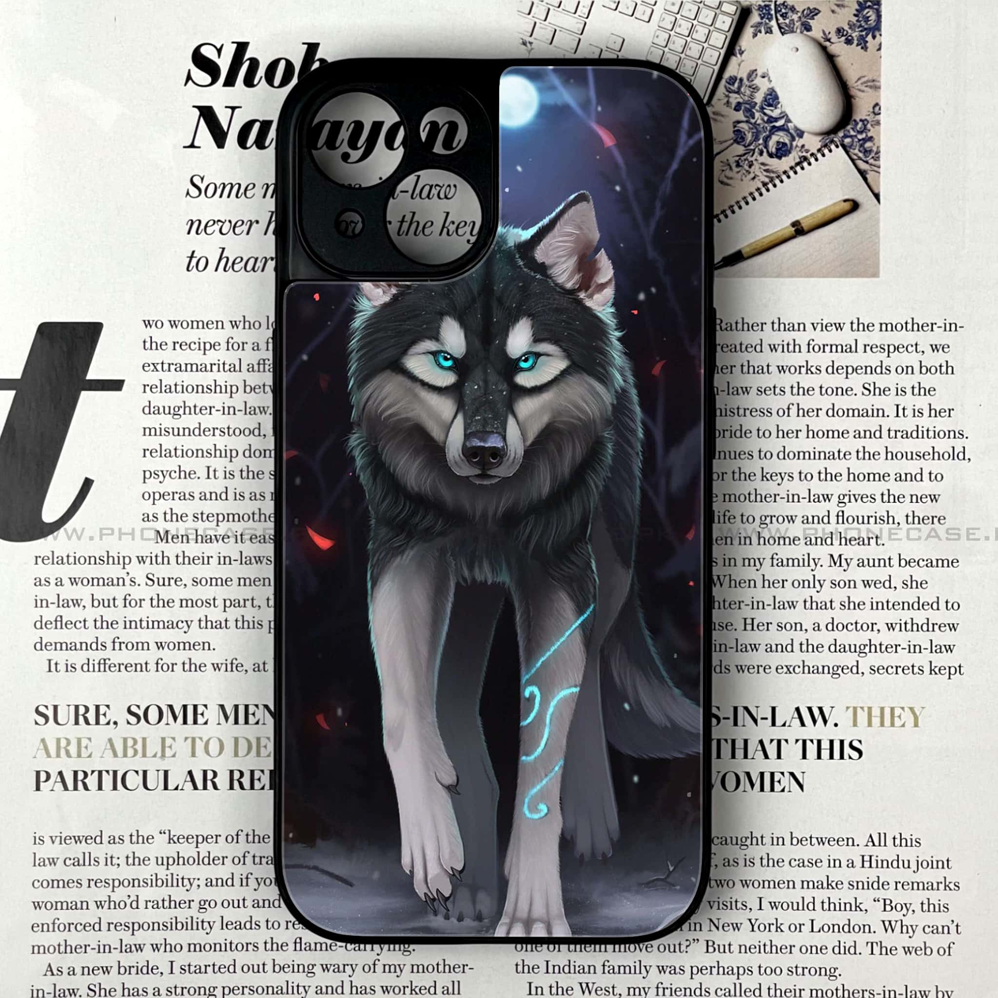 iPhone 15 Plus - Wolf Series - Premium Printed Glass soft Bumper shock Proof Case