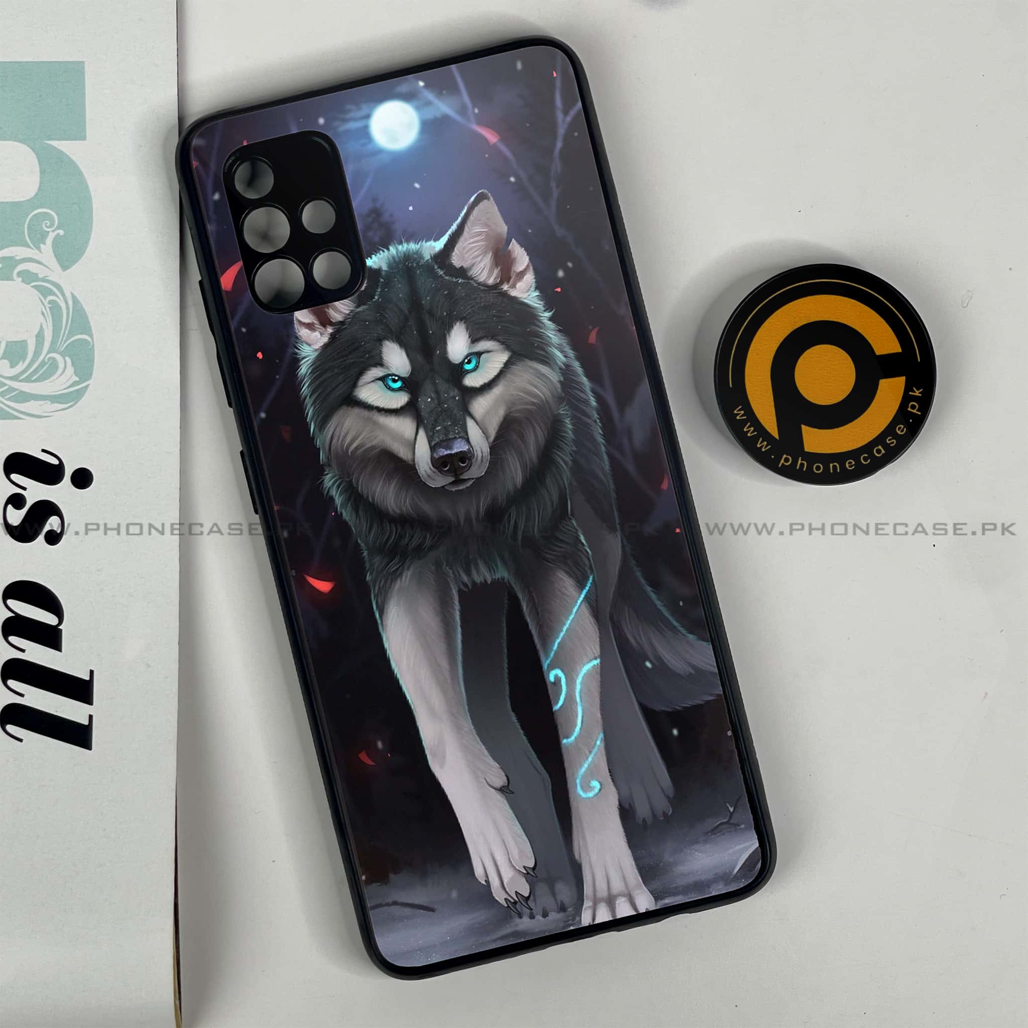 Samsung Galaxy A51 Wolf Series Premium Printed Glass soft Bumper shock Proof Case