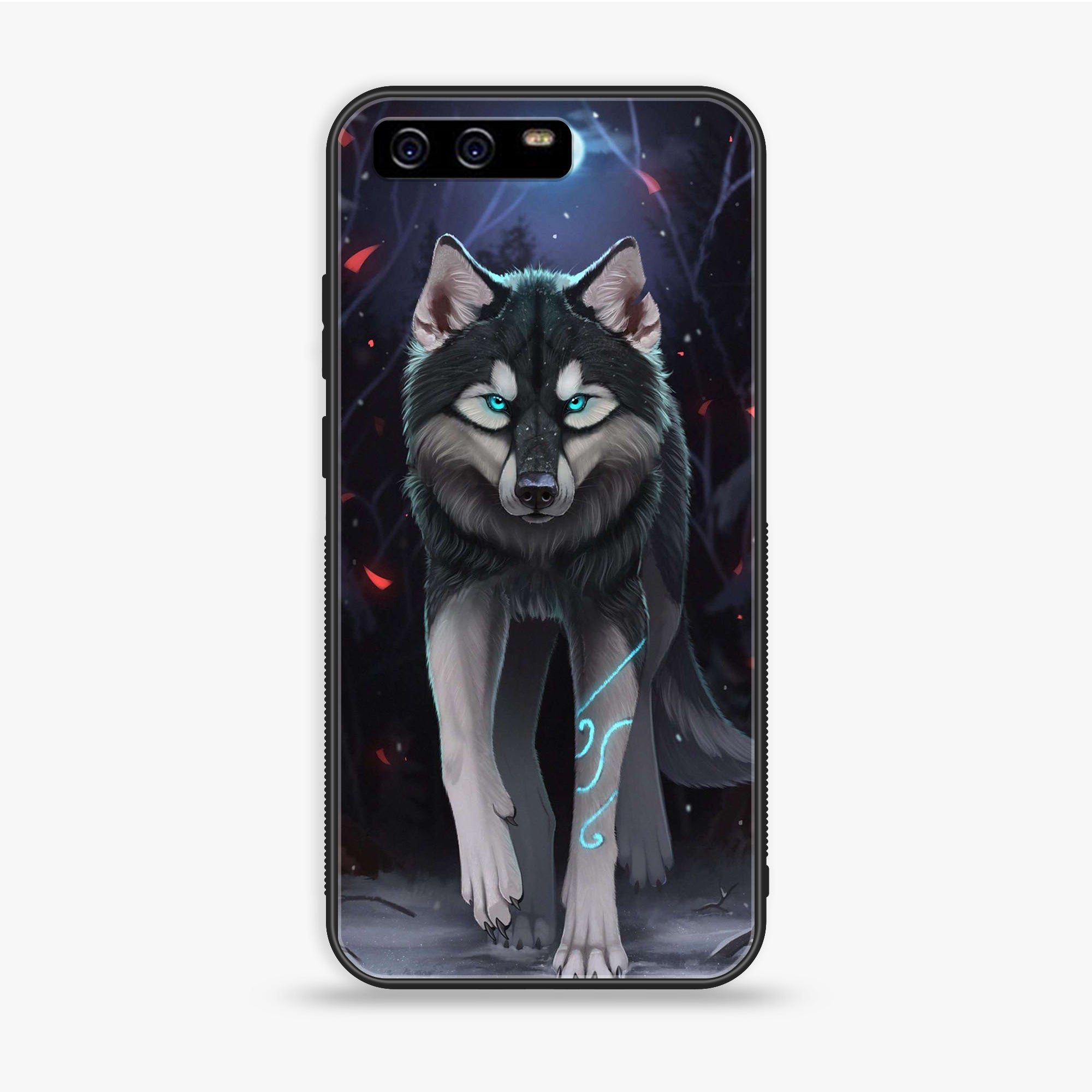 Huawei P10 Plus - Wolf Series - Premium Printed Glass Soft Bumper Shock Proof Case