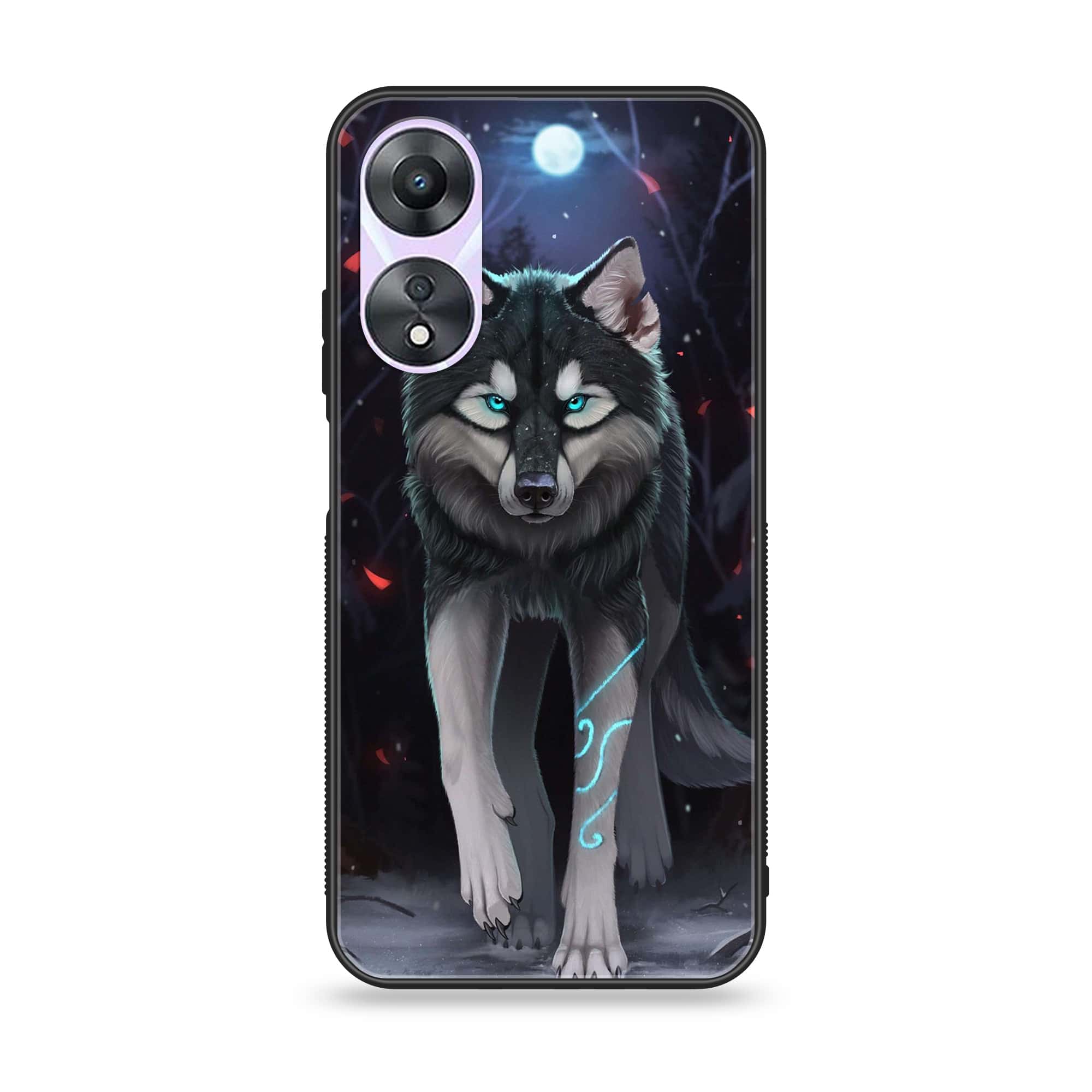 Oppo A78 4G - Wolf Series - Premium Printed Glass soft Bumper shock Proof Case