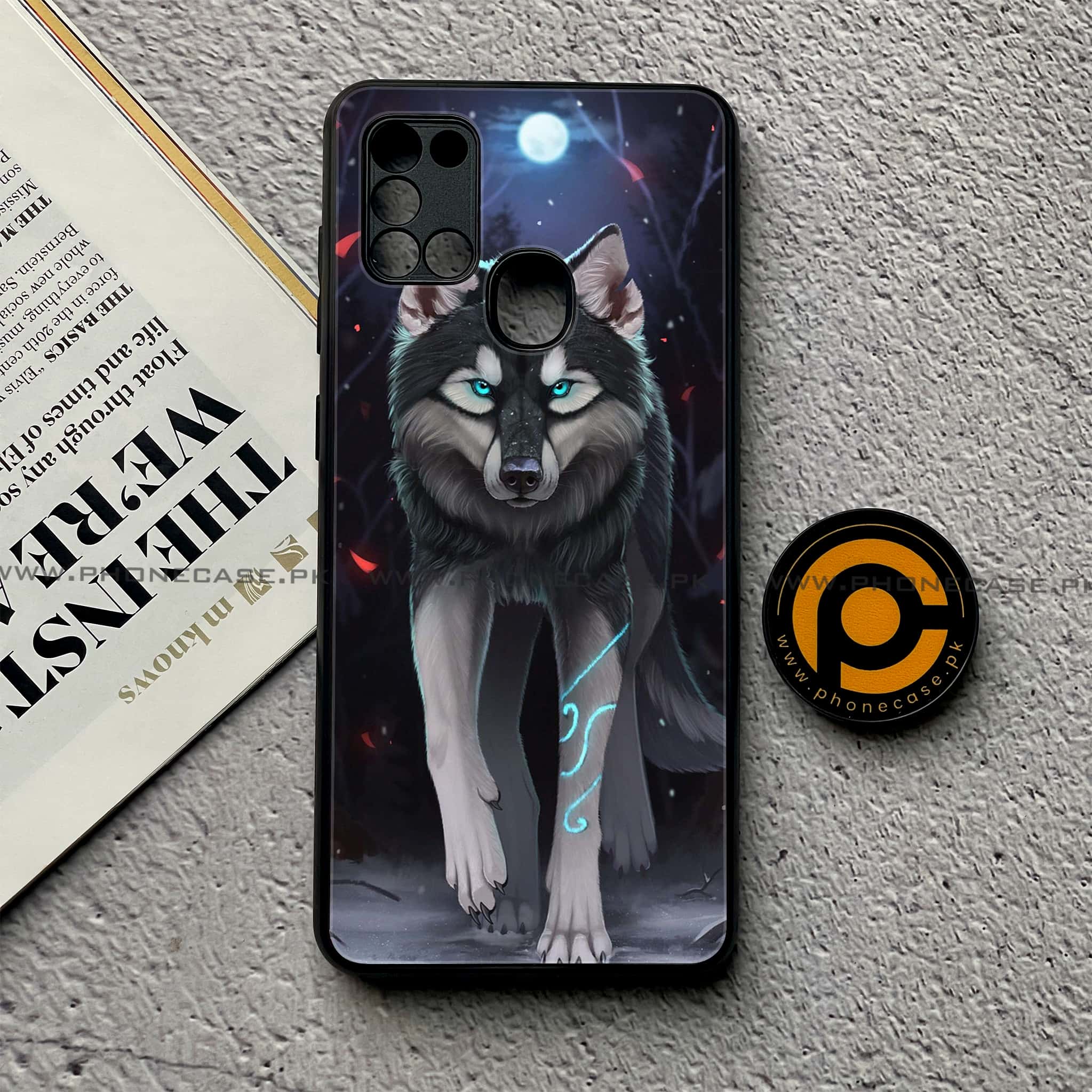 Samsung Galaxy A21s - Wolf Series - Premium Printed Glass soft Bumper shock Proof Case