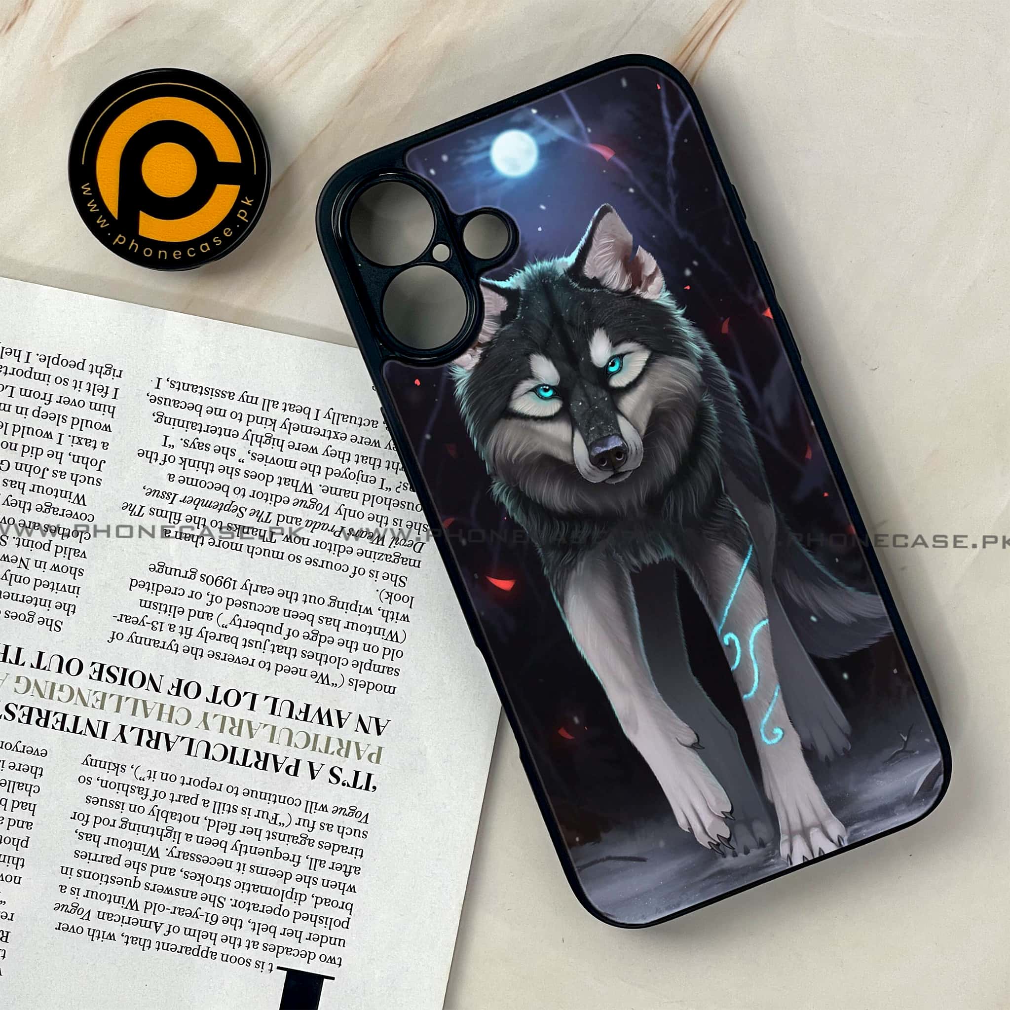 iPhone 16 Plus -     Wolf Series - Premium Metal Printed soft Bumper shock Proof Case
