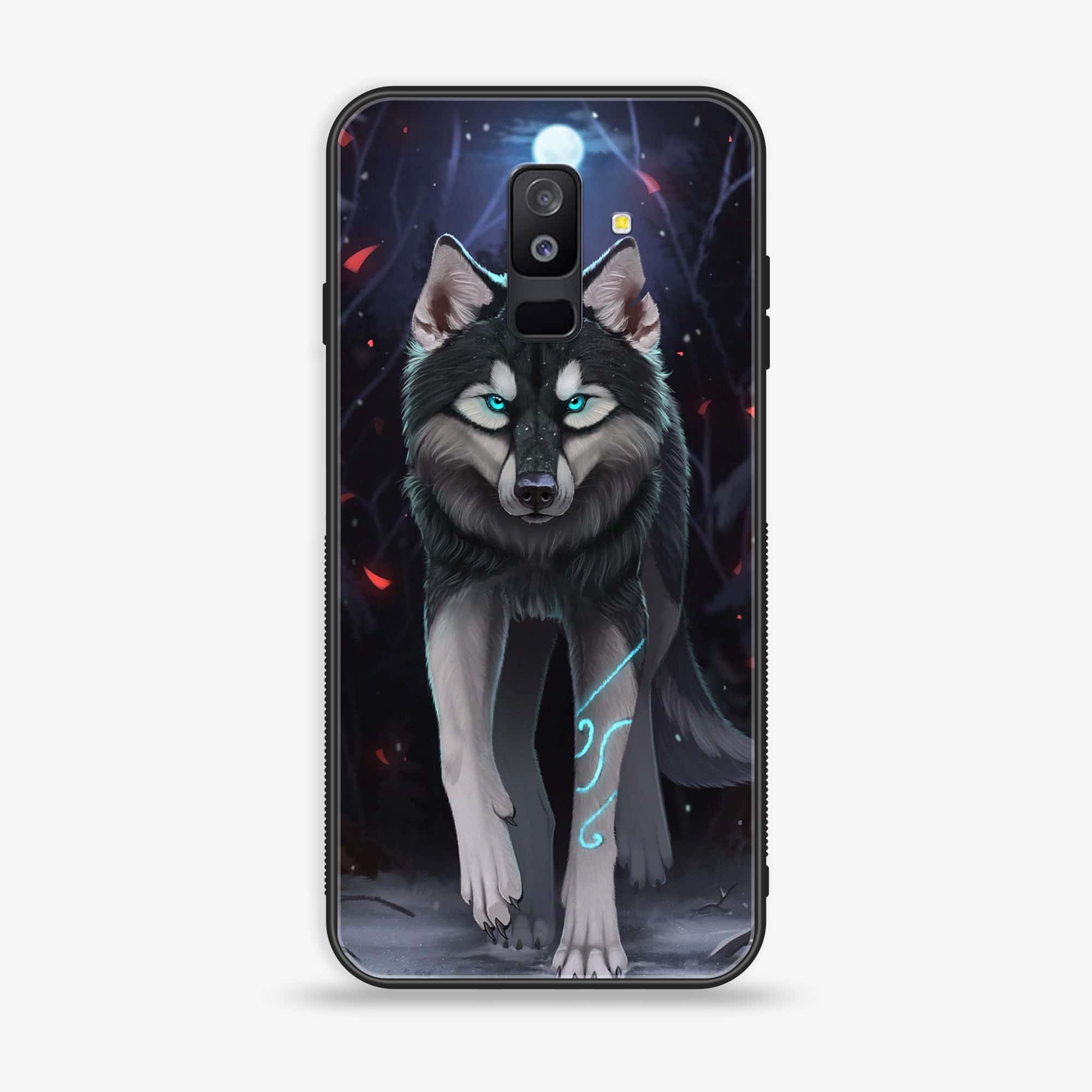 Samsung Galaxy A6 Plus (2018) - Wolf Series - Premium Printed Glass soft Bumper shock Proof Case