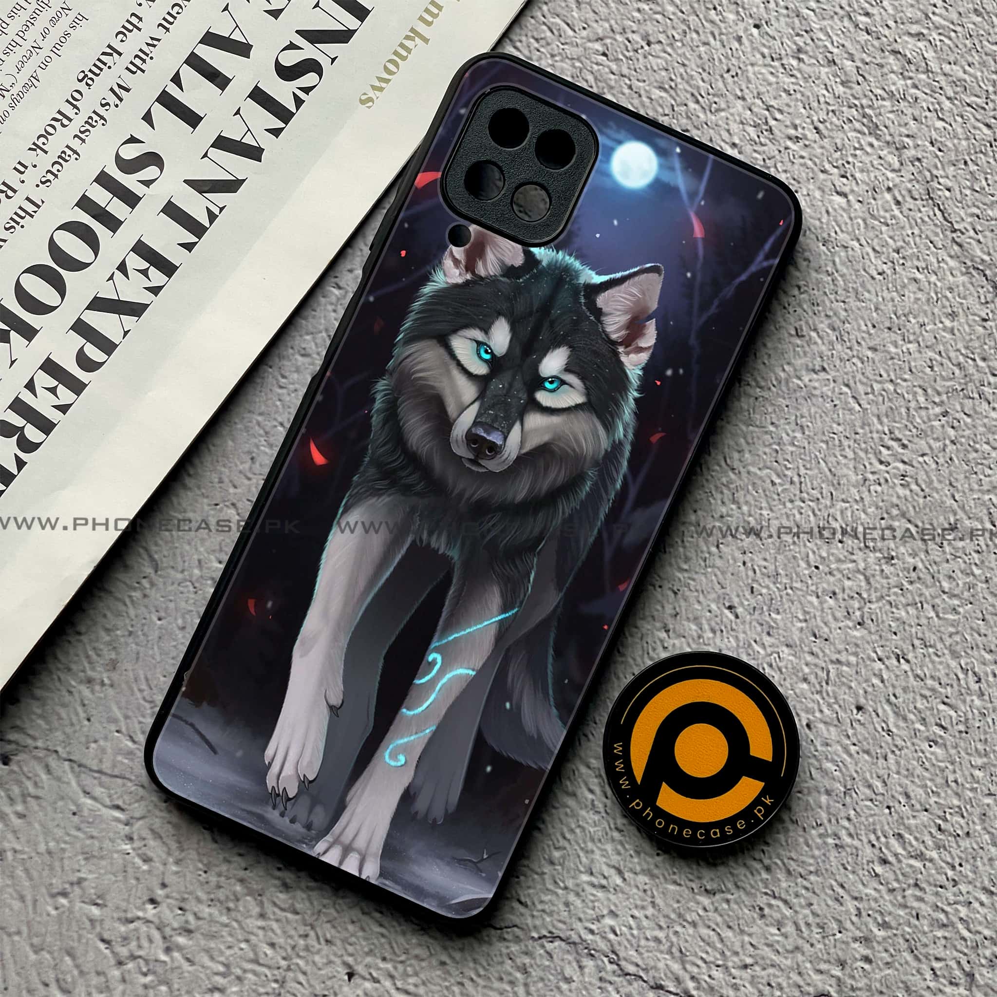 Samsung Galaxy A12 / A12 Nacho - Wolf Series- Premium Printed Glass soft Bumper shock Proof Case