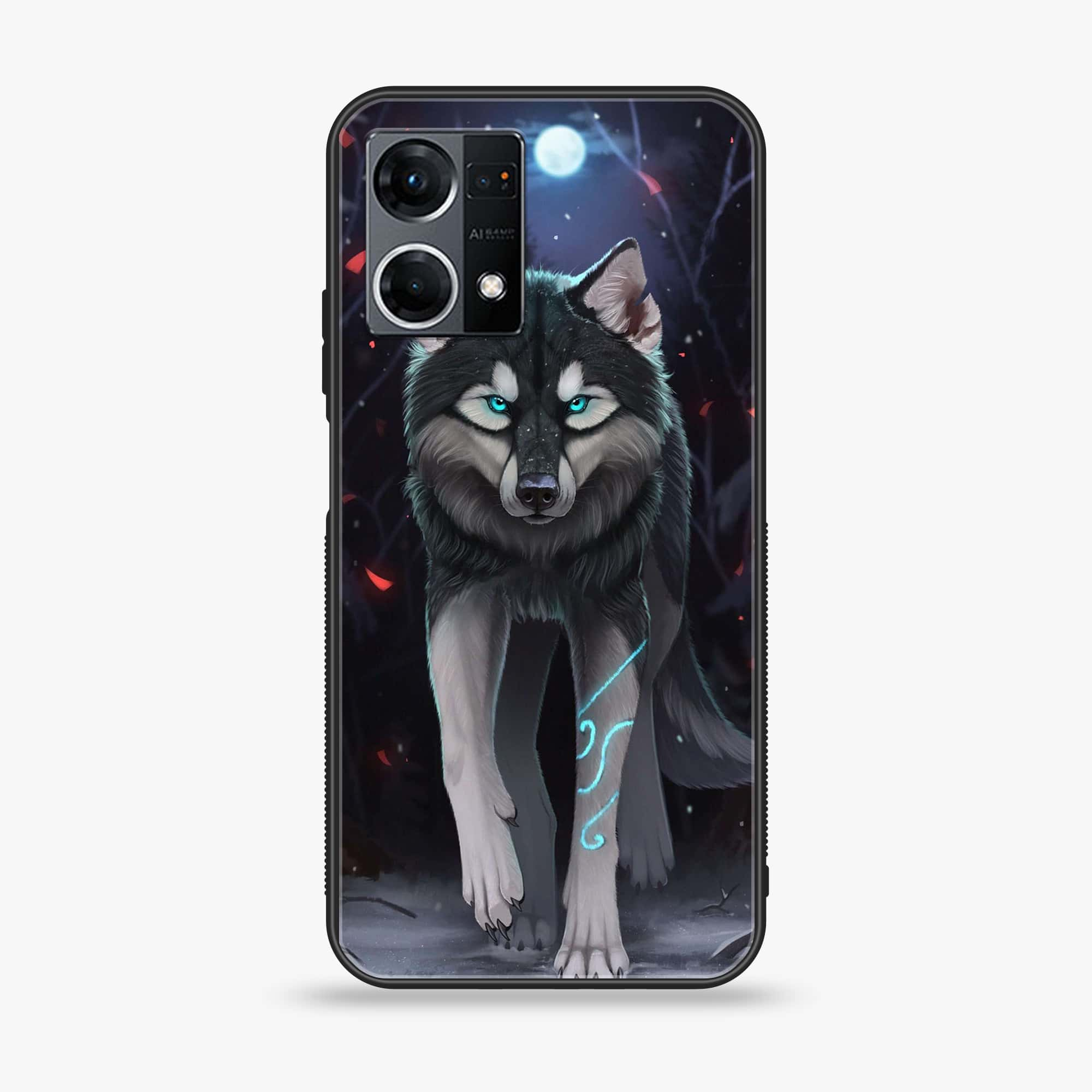 Oppo Reno 7 - Wolf Series - Premium Printed Glass soft Bumper shock Proof Case