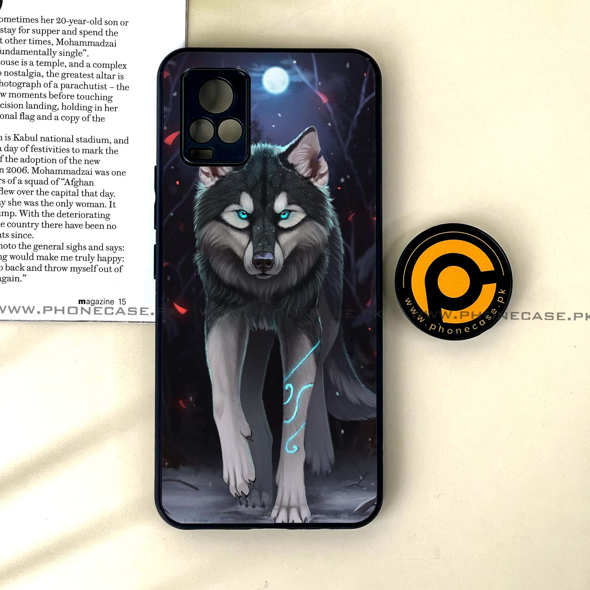 Vivo V20 - Wolf Series - Premium Printed Glass soft Bumper shock Proof Case
