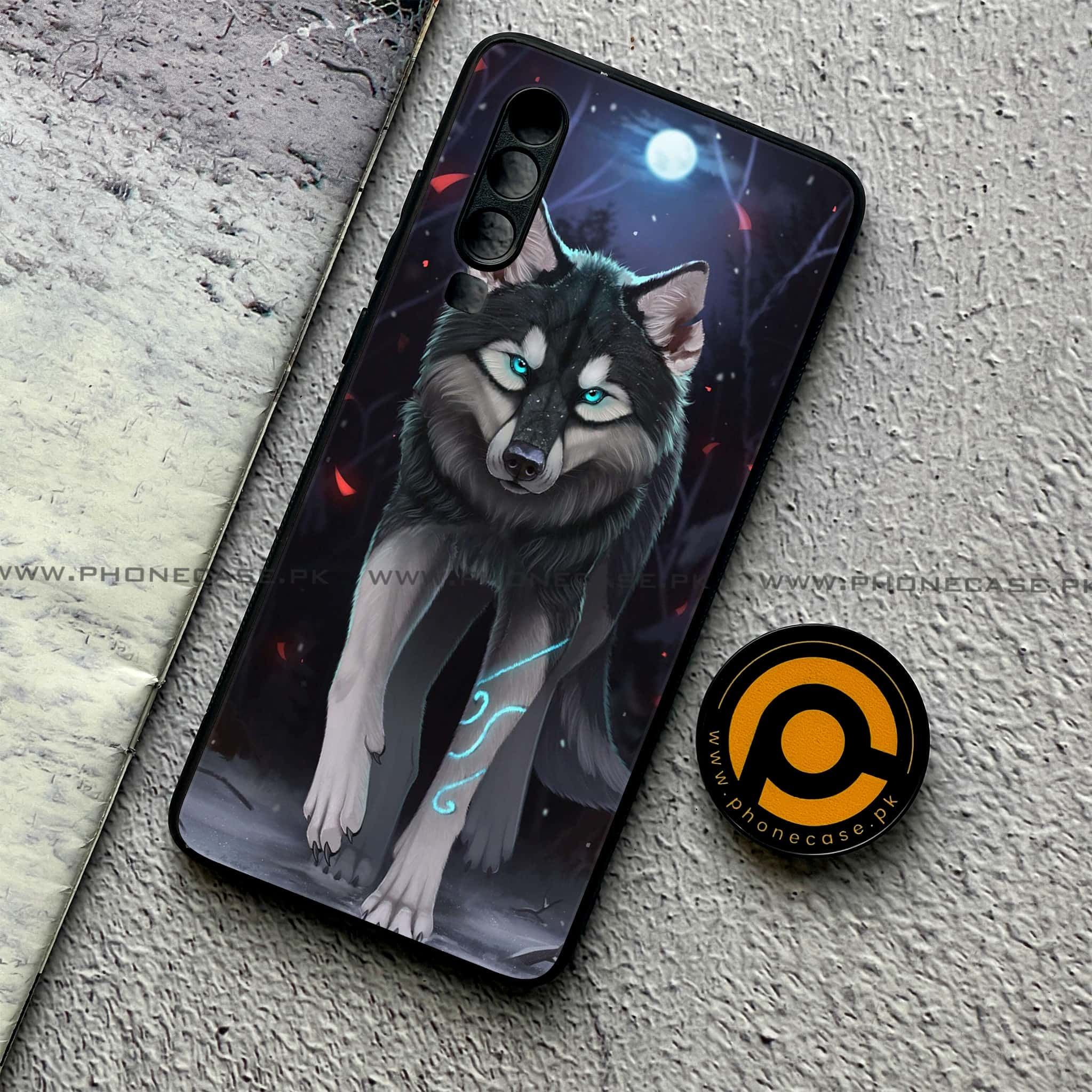 Huawei P30 - Wolf Series - Premium Printed Glass soft Bumper shock Proof Case