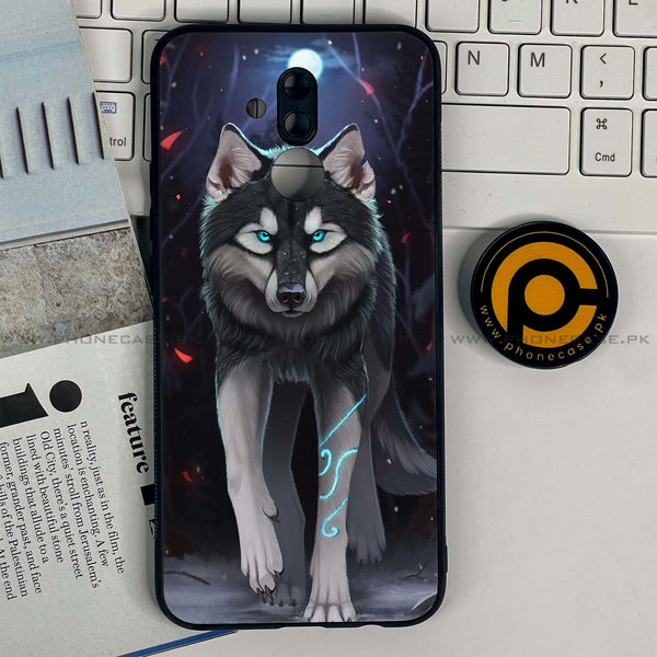 Huawei Mate 20 Lite - Wolf Design 8- Premium Printed Glass soft Bumper shock Proof Case  CS-31894