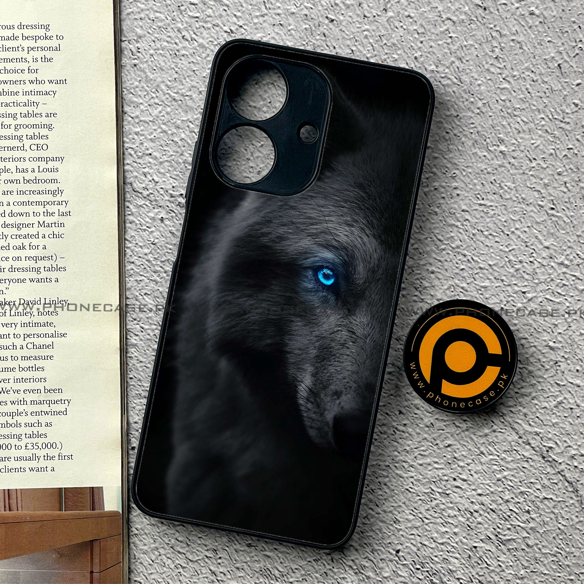 Realme Note 60 - Wolf Series - Premium Printed Glass soft Bumper shock Proof Case