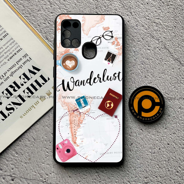 Samsung Galaxy A21s - World Journey - Premium Printed Glass soft Bumper Shock Proof Case