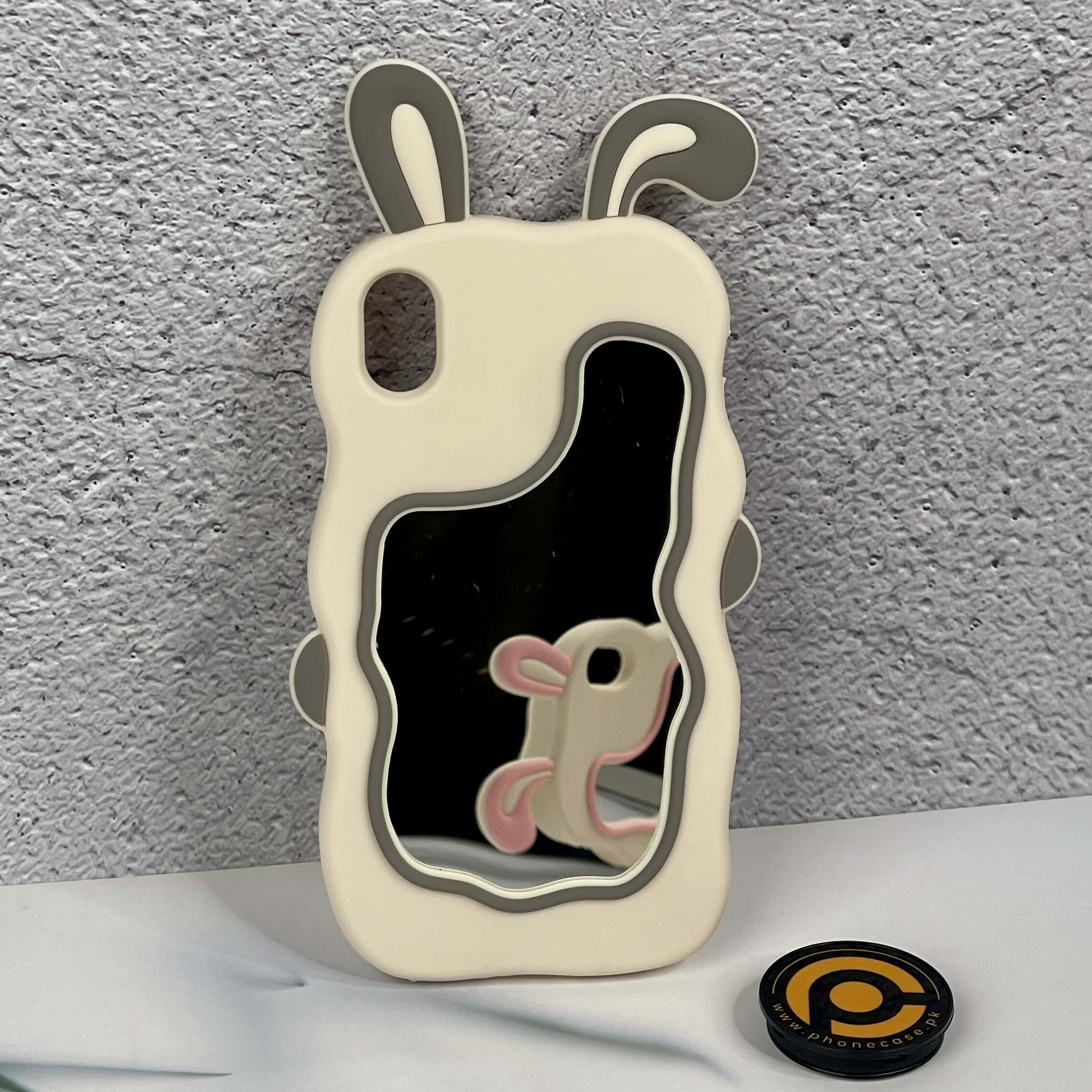 iPhone All Models Rabbit Face Mirror ShockProof Rubber 3D Case