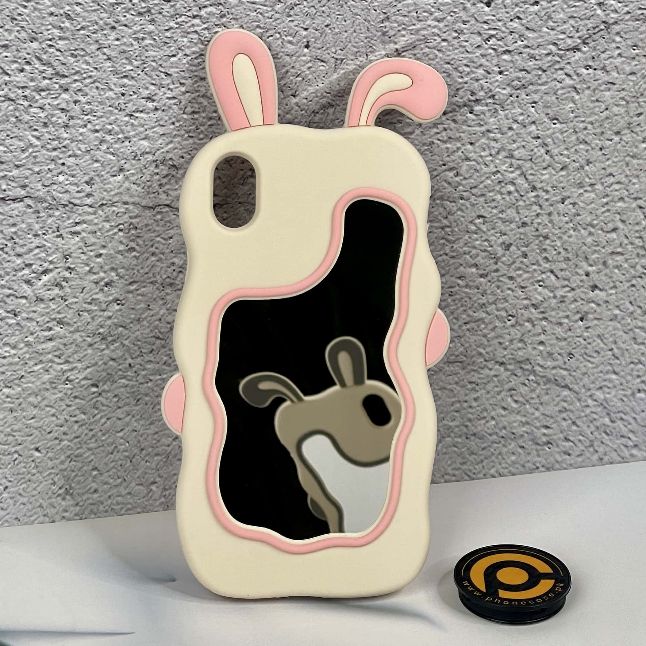 iPhone All Models Rabbit Face Mirror ShockProof Rubber 3D Case