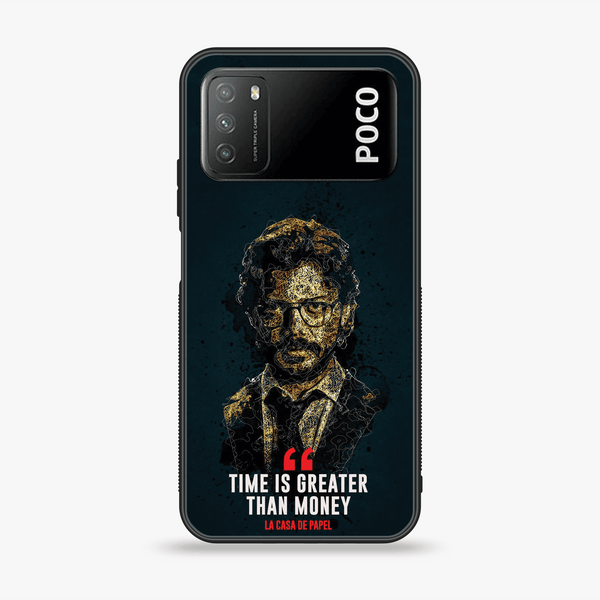 Xiaomi Poco M3 - Money Heist S-07 - Premium Printed Glass soft Bumper Shock Proof Case CS-37169