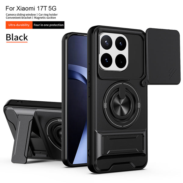Xiaomi 17T - Tactical Stealth MagSafe Case with Sliding Lens, Ring Holder & Kickstand