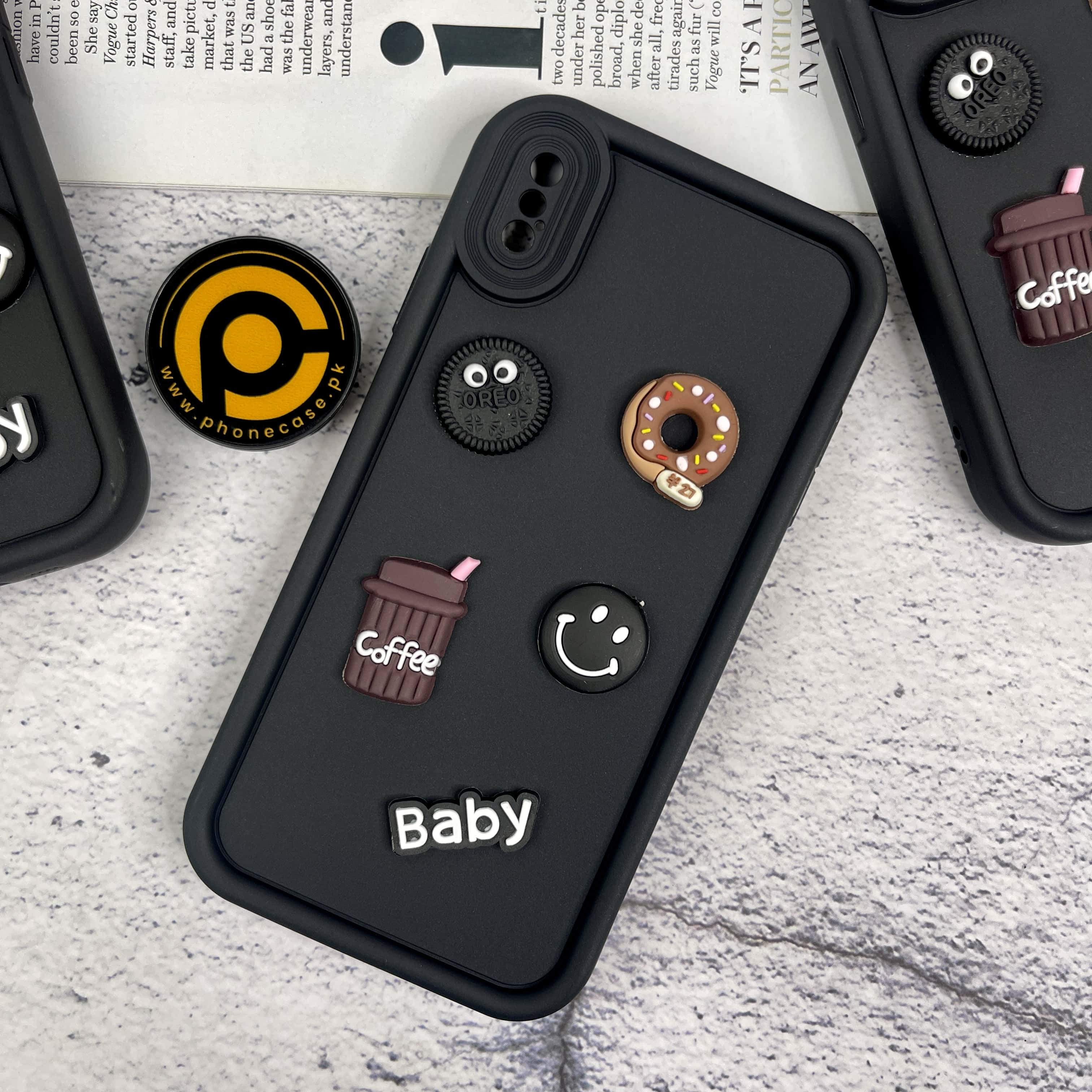 iPhone XS Max Donut Coffee & cookie delight Icons Liquid Silicon Case