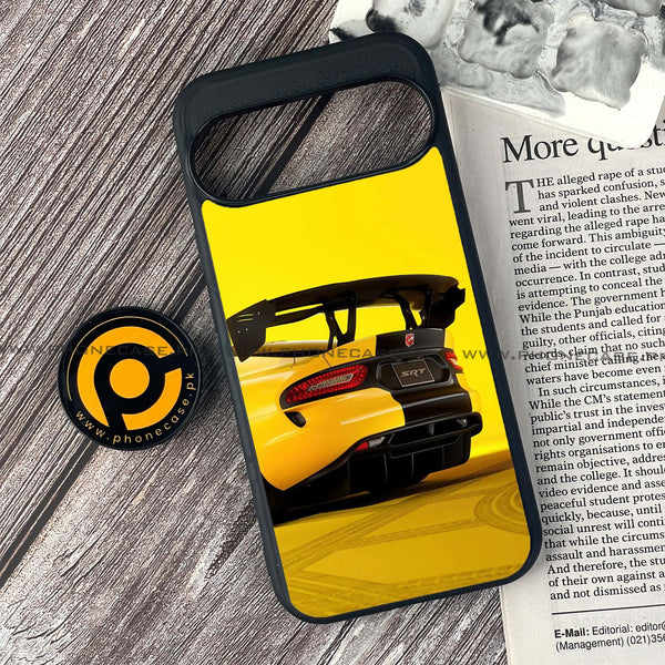 Google Pixel 9 - Yellow Racing Car - Premium Printed Glass soft Bumper shock Proof Case