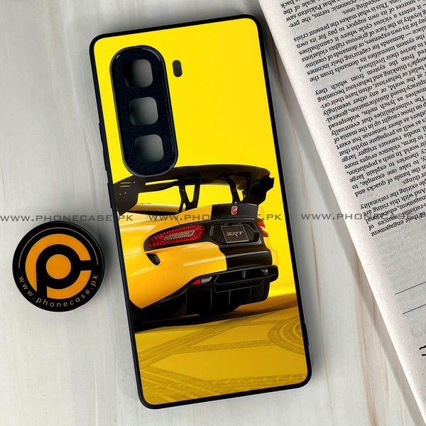 Infinix Hot 50 Pro Plus - Yellow Racing Car - Premium Printed Glass soft Bumper Shock Proof Case