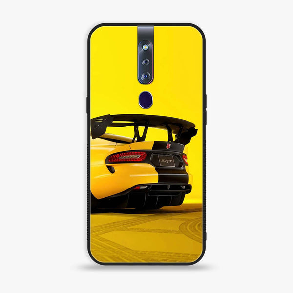 Oppo F11 Pro - Yellow Racing Car - Premium Printed Glass soft Bumper shock Proof Case