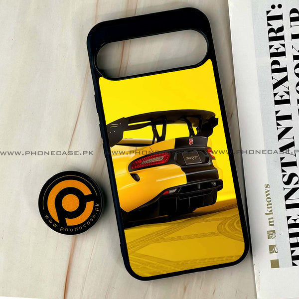 Google Pixel 9 Pro XL - Yellow Racing Car - Premium Printed Glass soft Bumper shock Proof Case