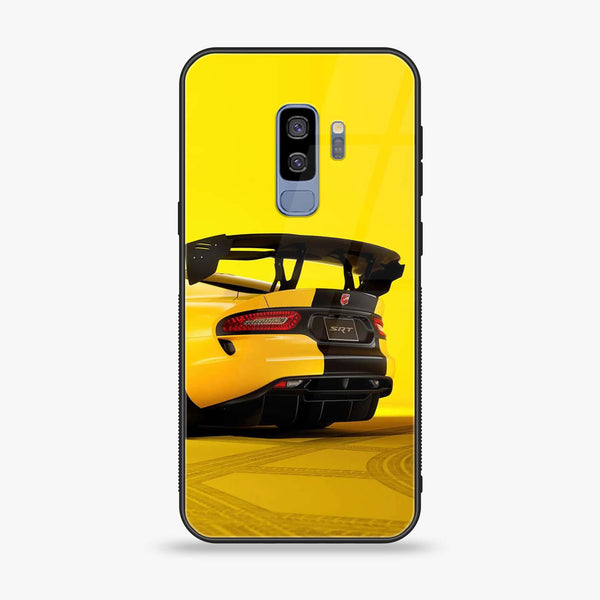 Samsung Galaxy S9 Plus - Yellow Racing Car - Premium Printed Glass soft Bumper Shock Proof Case