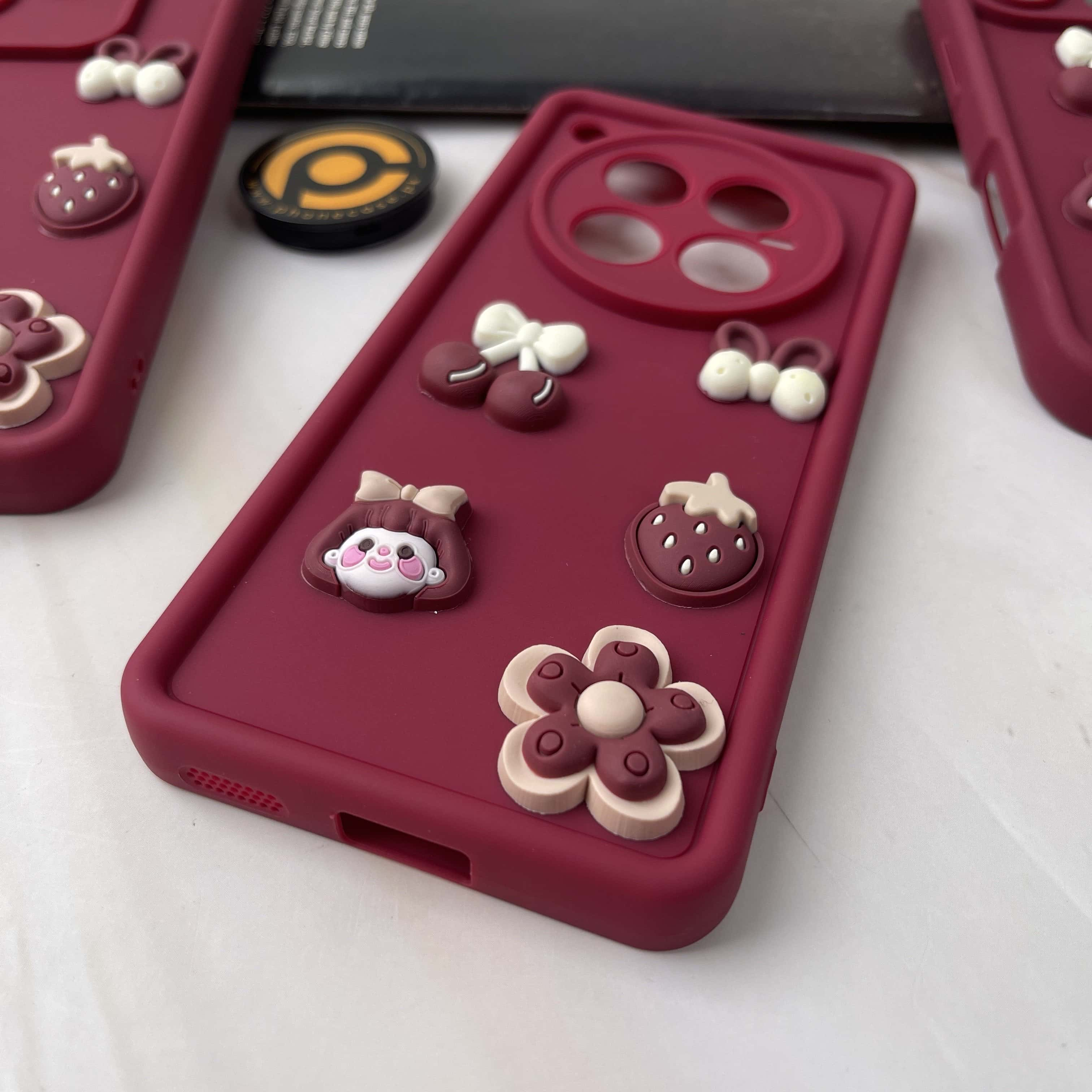 Infinix Zero 40 Cute 3D Cherry Flower Icons Silicon Case