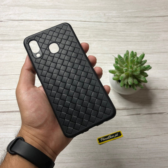 Galaxy A20/ A30 Leather Feel Mesh Shock Proof Case