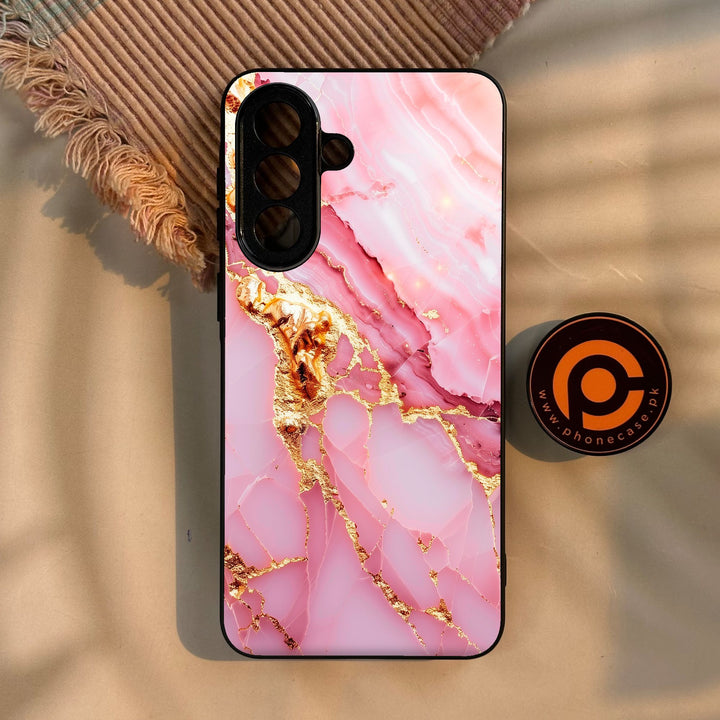 Samsung Galaxy A57 5G - Pink Marble 2.0 Design 6 - Premium Metal Printed Soft Bumper Shock Proof Case