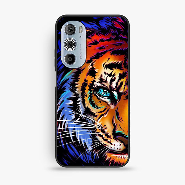 Motorola Edge 30 Pro - Tiger Art - Premium Metal Printed Soft Bumper Shock Proof Case