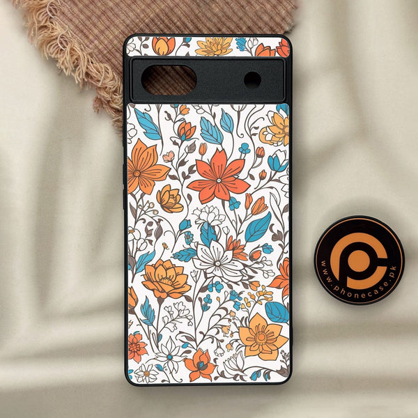 Google Pixel 6a - Floral Series Design 9 - Premium Metal Printed Soft Bumper Shock Proof Case