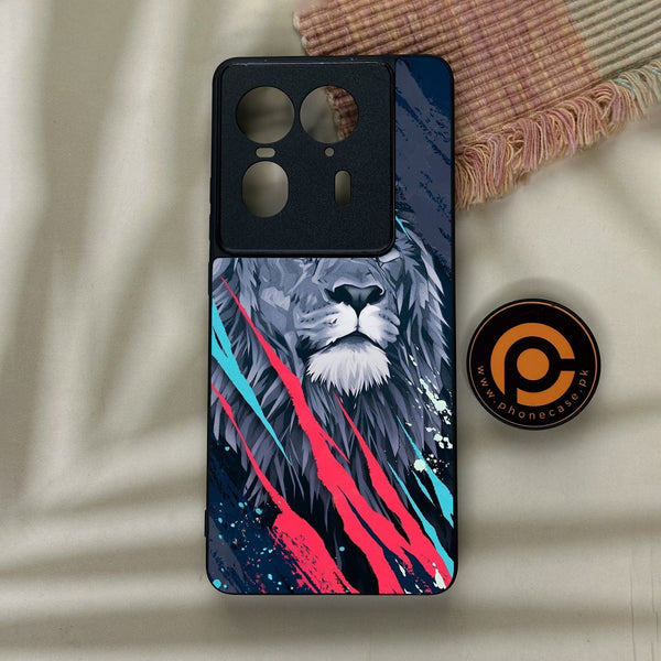 Motorola Edge 50 Ultra - Abstract Animated Lion - Premium Metal Printed Soft Bumper Shock Proof Case