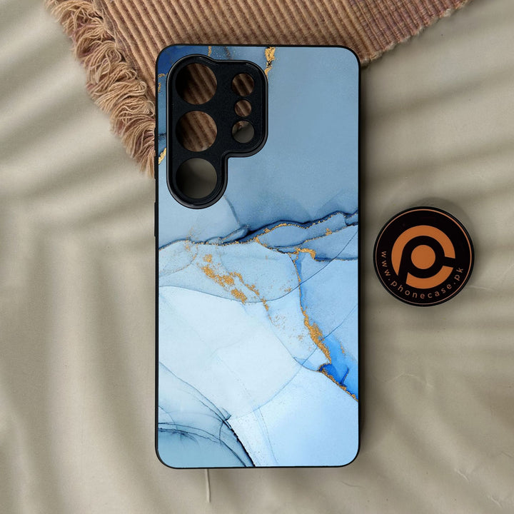 Samsung Galaxy S26 Ultra - Blue Marble Design 8 - Premium Metal Printed Soft Bumper Shock Proof Case