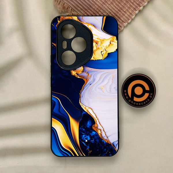 Honor 400 Pro - Blue Golden Marble - Premium Metal Printed Soft Bumper Shock Proof Case