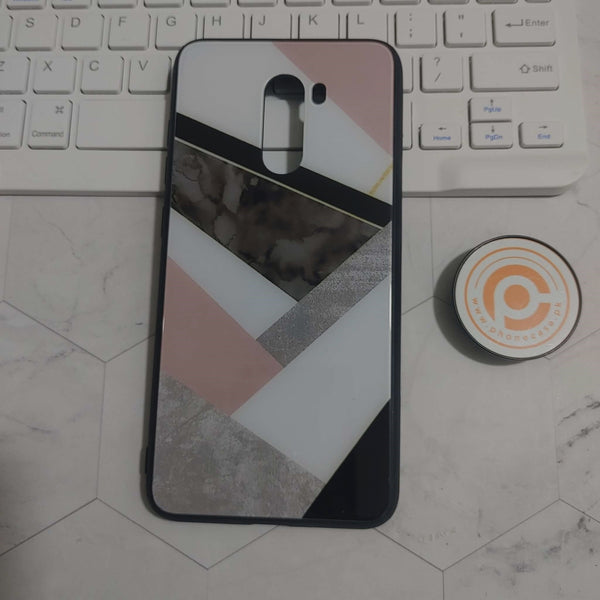 XIAOMI POCOPHONE F1  - Geometric Luxe Marble - Premium Printed Glass soft Bumper shock Proof Case