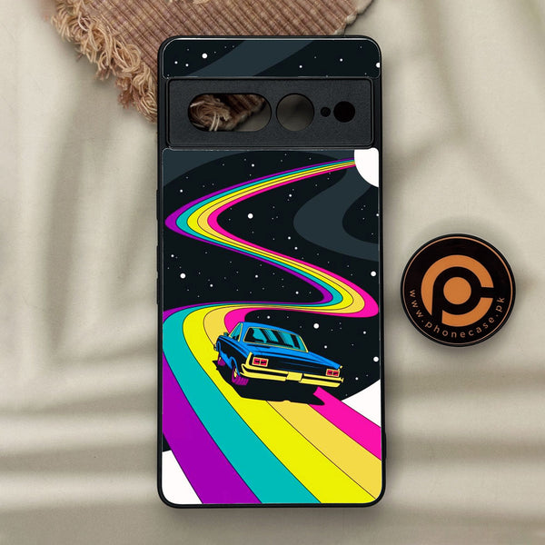 Google Pixel 7 Pro - Drive To The Moon - Premium Metal Printed Soft Bumper Shock Proof Case