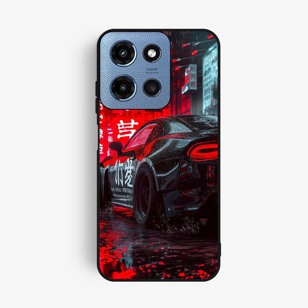 Motorola G Power 2025 - Tokyo Dark Night Racing Car - Premium Metal Printed Soft Bumper Shock Proof Case