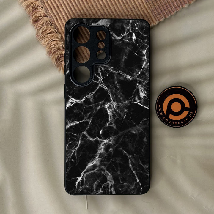 Samsung Galaxy S26 Ultra - Black Marble Design 4 - Premium Metal Printed Soft Bumper Shock Proof Case