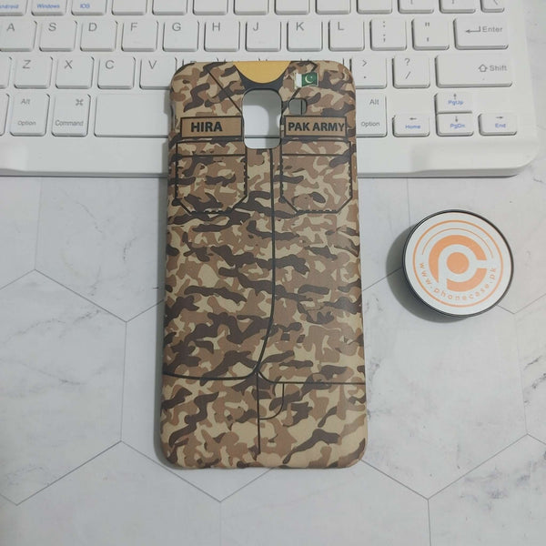 Samsung Galaxy J6 Army shirt with Custom Name(Hira)- Premium Printed Hard Case CS-26402